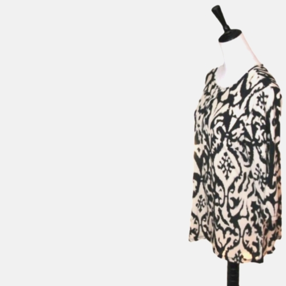 KELLY by Clinton Kelly Tan/Black Patterned Tunic Blouse Size Medium - Picture 3 of 6